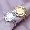 Fashion DIY Drip Oil Rhinestone Round Oval Water Droplets Blank Settings Open Adjustable Stainless Steel Ring For Women Men Gift