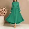 ZANZEA Women Casual Turtleneck Long Sleeve Loose Pleated Dress
