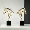 Modern Luxury Copper Horse Head Sculpture Decorative Figurine Living Room Study Art Display Gold Tone