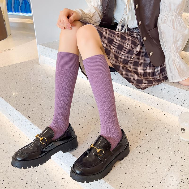 

Женские весенне-осенние носки до колена в университетском стиле с вертикальным рисунком «любовь» 1 pair фиолетовый