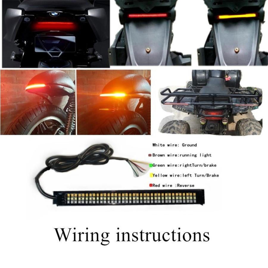 22cm Aluminum LED Motorcycle Rear Light Bar Indicator Brake Lamp Amber+Red+White