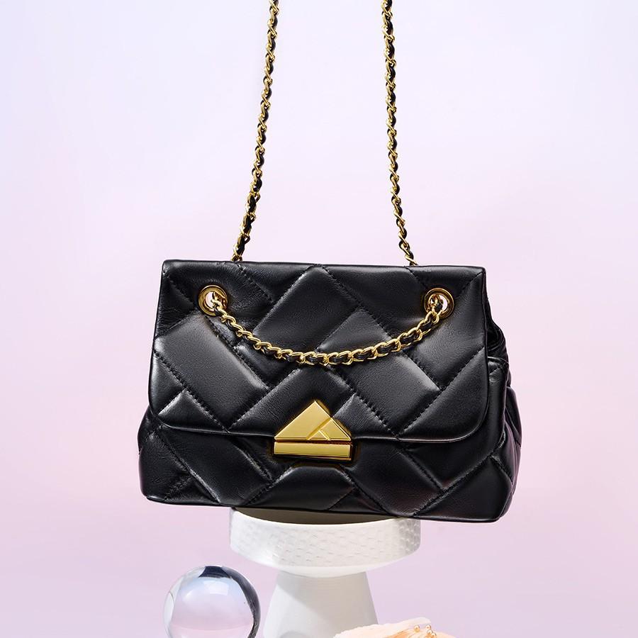 

Guangzhou Baiyun Custom Processing Genuine Leather Women s Bag Factory French Style Diamond Bag чёрный