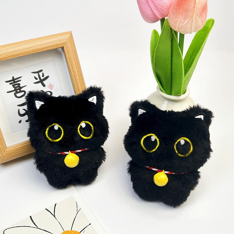 10Cm Cute Black Cat Plush Toy Doll Small Pendant Lovely Cats Keychains Girl Gift Plush Bag Pendant Bag Decoration