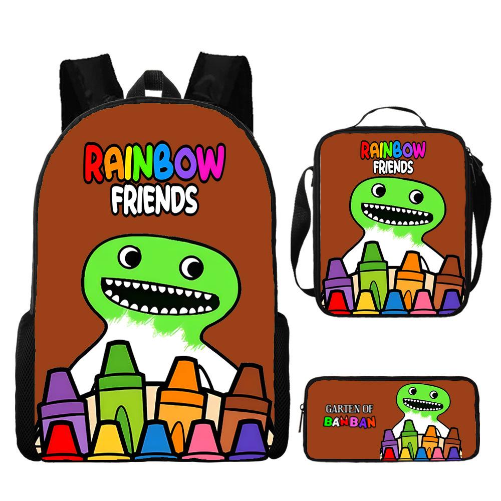 Rainbow Friends Zaino Scolastico Rainbow Friends Zaino Cartone Animato Borsa a Tracolla Astuccio Set da Tre Pezzi