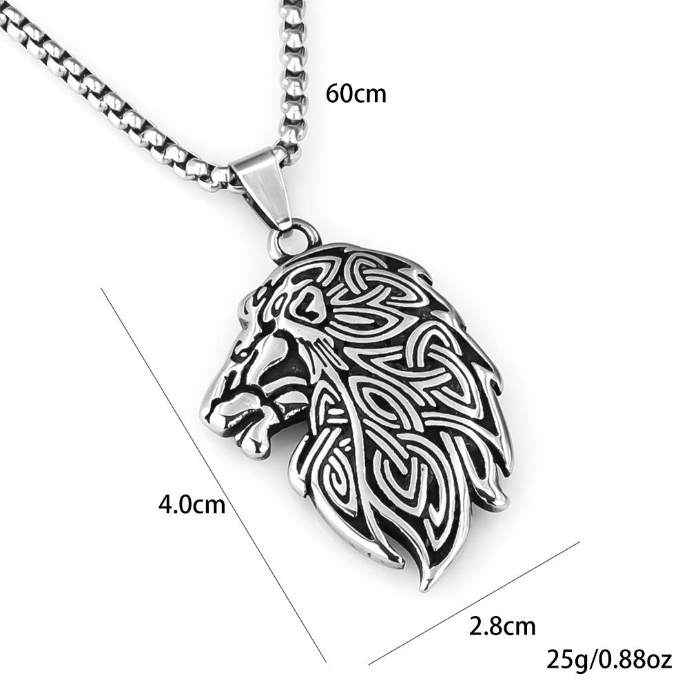 Necklace Retro Male Lion Head Domineering Hip Hop Literary Style Men's Pendant
