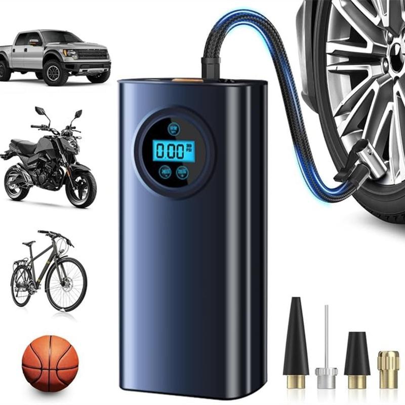 7.4V 80W 17L/min Rechargeable Car Air Compressor Portable Tire Inflator with LED Display for Car Motorcycle Bike Basketball