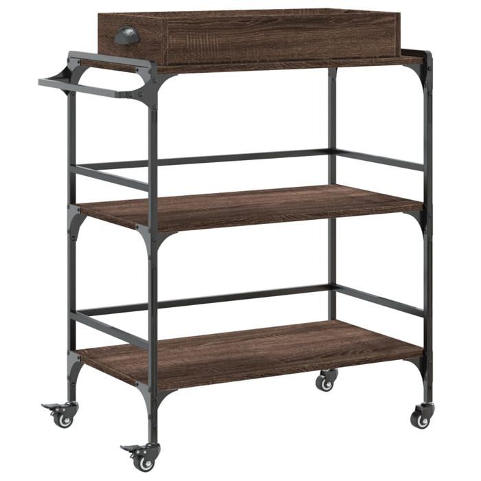 VidaXL Kitchen Trolley, Shelf with Wheels, Service Cart, Indoor Living Room Bathroom Storage Furniture, Oak 842345