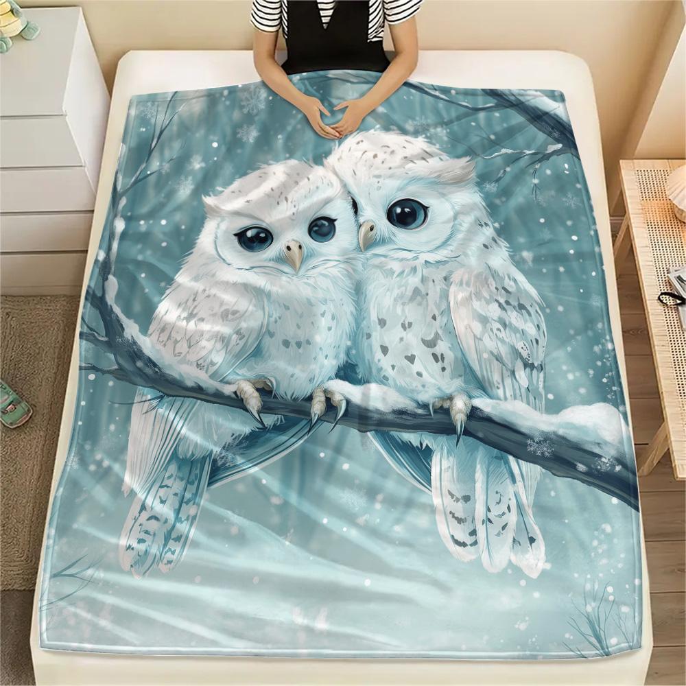 Owls Print Flannel Blanket, High quality Comfortable for All Seasons, Home Decor, Warmth and Comfort
