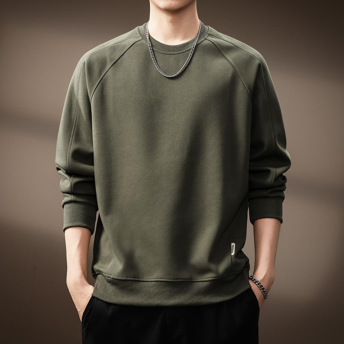 

Men s High-End American Style Heavyweight Patchwork Hoodie: Autumn/Winter Velvet Trendy Loose Round Neck Pullover with Long Sleeves L (suitable for 120-140 jin)