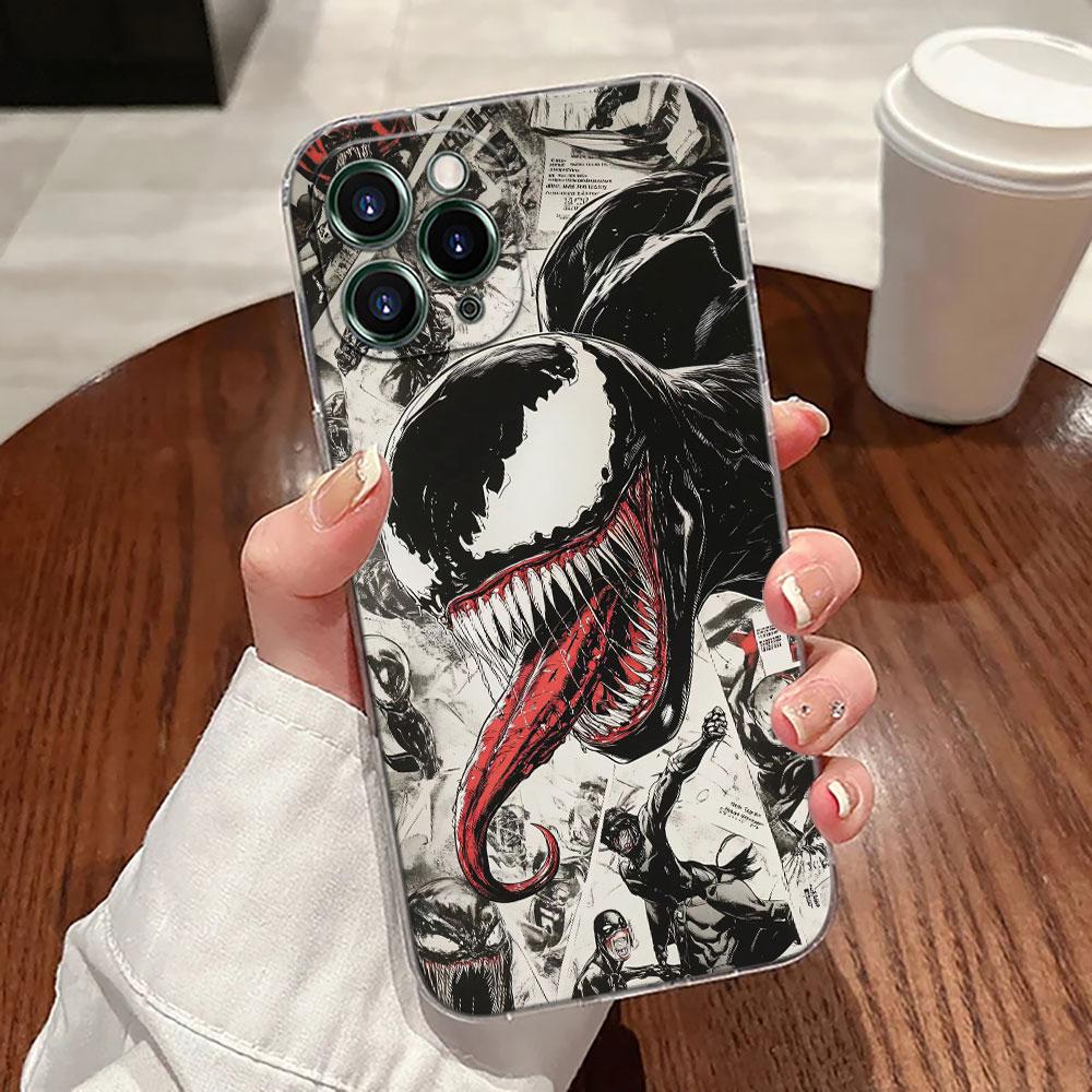 

Прозрачный чехол для телефона Marvel Venom Comics для iPhone 17 Pro Max 17E 11 12 13 14 15 16 Pro Max Plus 17 Air 16E 7 XS Мягкая крышка iPhone 7