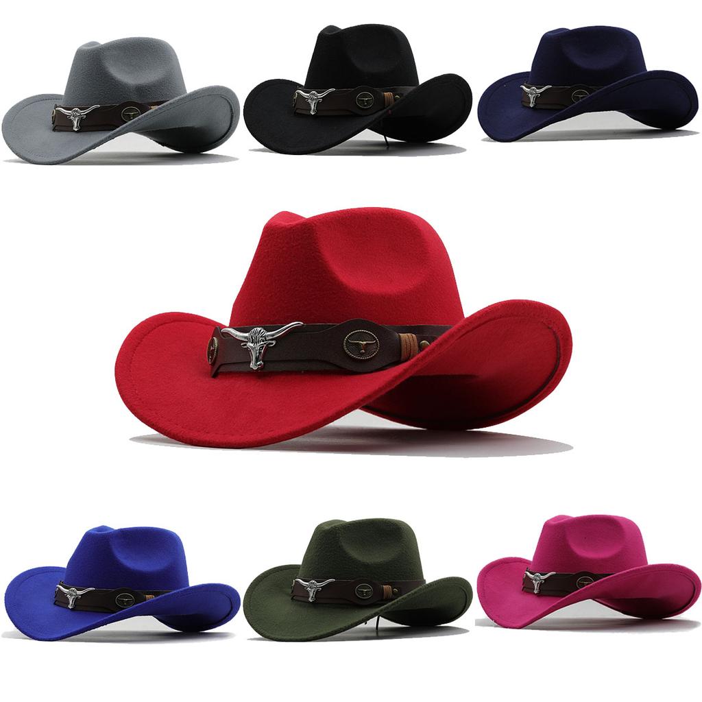 TAGLIA GRANDE 60CM Donna Uomo Lana Nera Cappello Western Cowboy Cappello Gentleman Jazz Sombrero Uomo Berretto Papà Cappelli da Cowgirl Per bambino