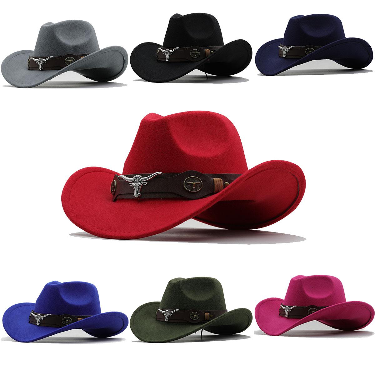 My Extreme Outdoor Activities Women's Navy Blue Large Size 60Cm Men Black Wool Chapeu Western Cowboy Hat Gentleman Jazz Sombrero Hombre Cap Dad Cowgirl Hats For Child 60Cm