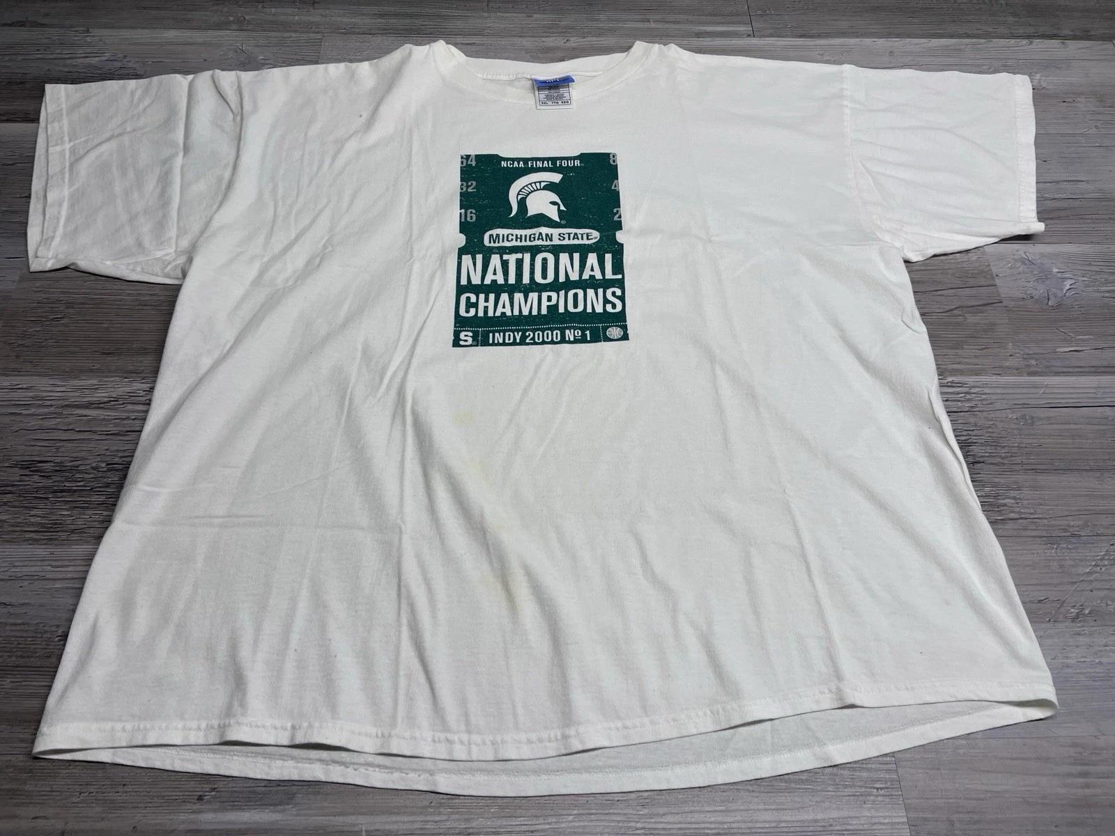 Vintage Michigan State Spartans 2000 Final Four Champions T-Shirt Mens Size 2XL L