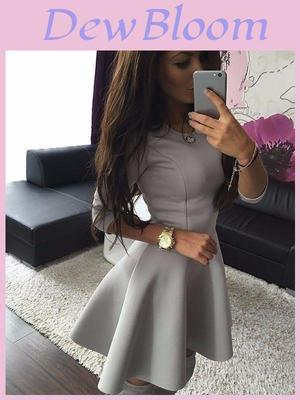 Elegant Summer Womens Lace Party Cocktail Mini Dress With Short Skater Sleeves