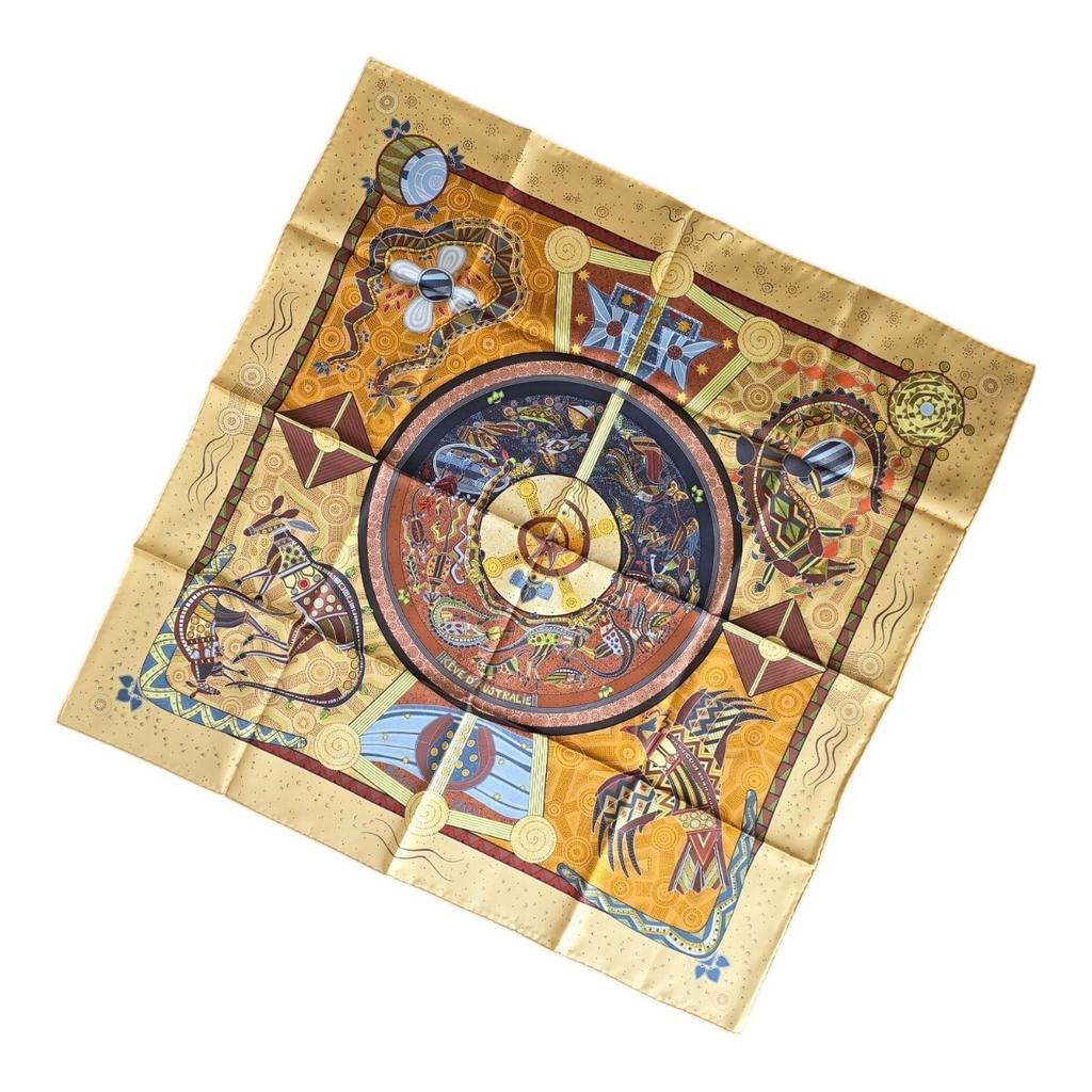 HERMES Carré 90 REVE D'AUSTRALIE Le Jeu Des Petits Bonheurs Silk Scarf Multicolor Made In France Women's Box Unused