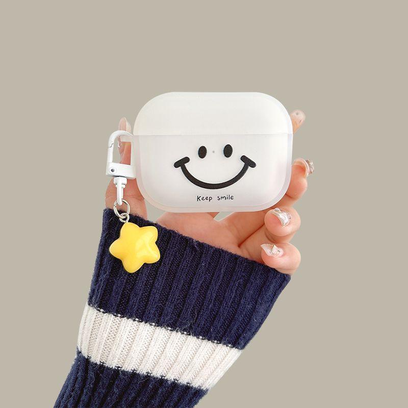 

White 3 Generation Silicone Pro Minimalist Creative Men s and Women s Second Generation Set All-Inclusive Drop-Resistant New Arrival Small Soft Apple Airpods Pro Smiley + Yellow Star Pendant