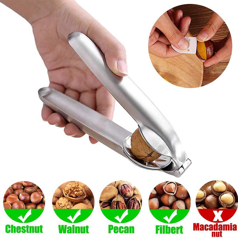Multifunctional Nut Cracker with 2 Picks Chestnut Clip Walnut Almonds Hazelnuts Pliers Metal Nut Opener Plier Chestnut Opener