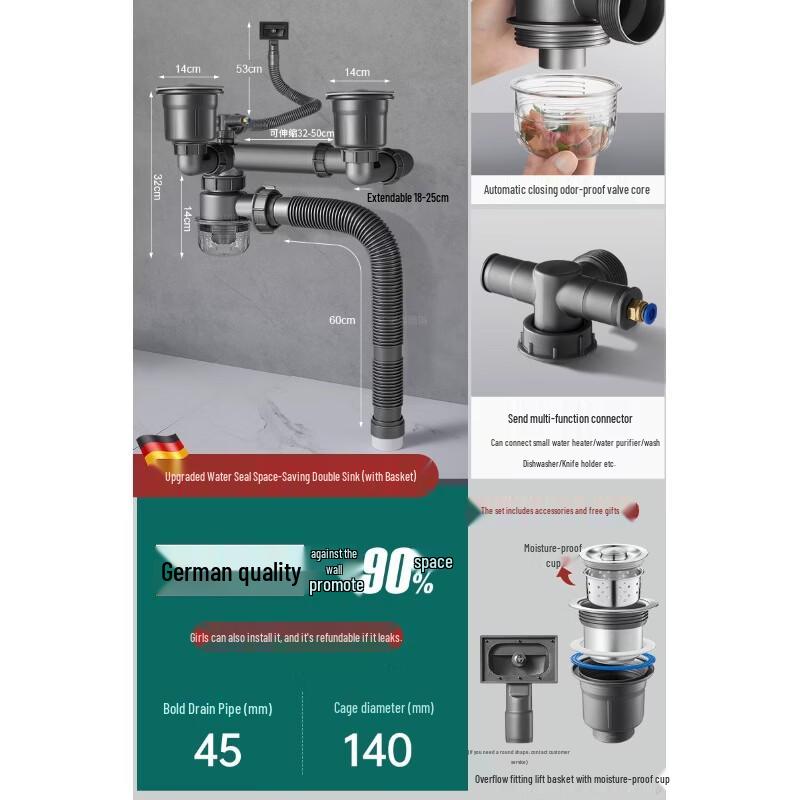 Xihe Stainless Steel Double Sink Drainer