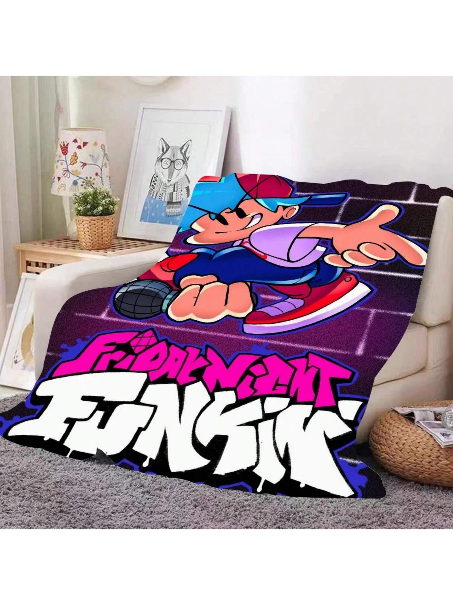 FNF Bad Time Trio F-Friday N-Night F-Funkin Дизайн Пледа Легкий Плед Для Общежитий, Сна, Гостиной, Офиса, Дивана,A 75X95CM