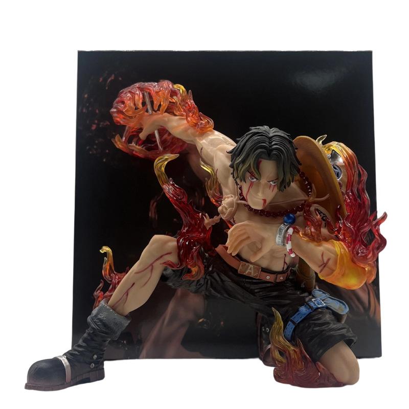 One Piece Portgas D Ace Glowing Action Figure Flame Scene Pvc Collectible Statue Desktop Decoration For Anime Fans Collectors