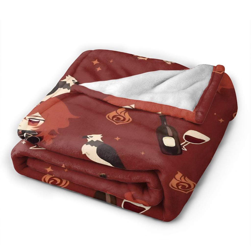 Genshin Impact Diluc Game Blankets Travel Office Flannel Bedding Throws For Bedroom Super Soft Design Quality Bedspread Gift