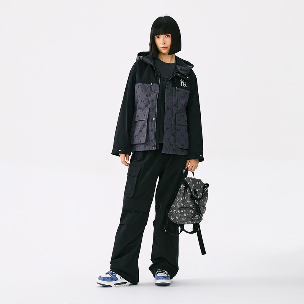 New MLB MONOGRAM Collection New York Yankees 25FW Jacket Unisex Standard Charcoal Gray 3AWJM0154-50CGS