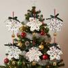 Hand-knitted Christmas Bell Pendant 16cm Crisp Sound Crochet Snowflake Pendant Ribbon Bow Creative Woven Xmas Tree Pendant