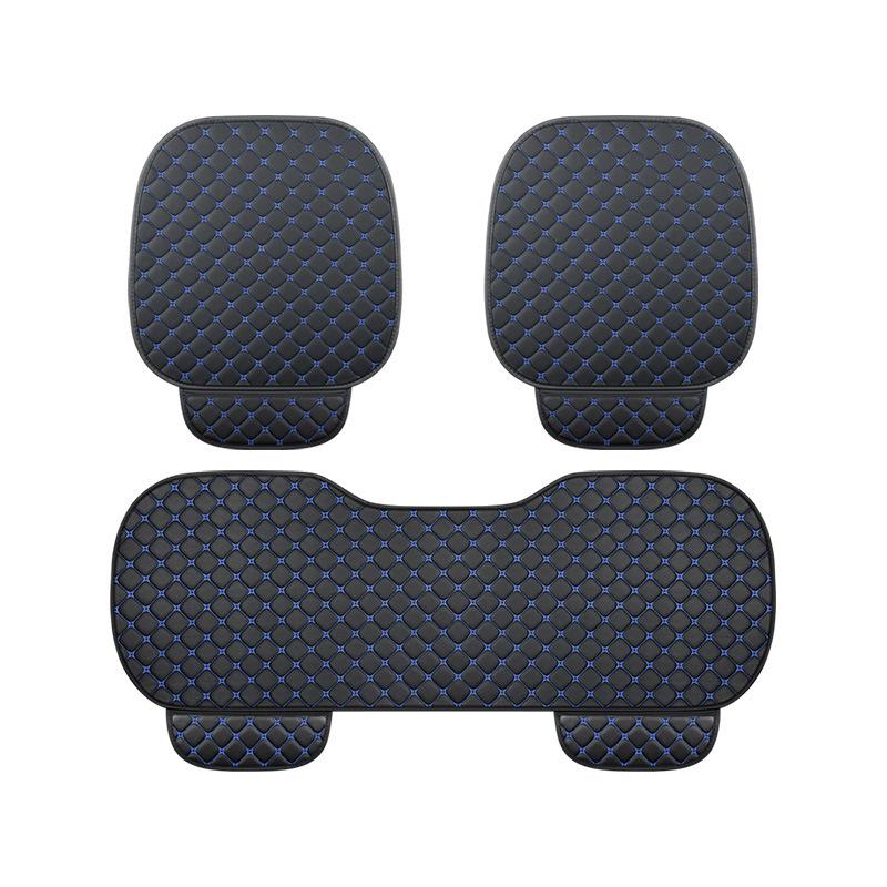 Universal Nappa Leather Car Seat Cushion: Star Embroidered, Backless, Non-Slip, Three-Piece Set