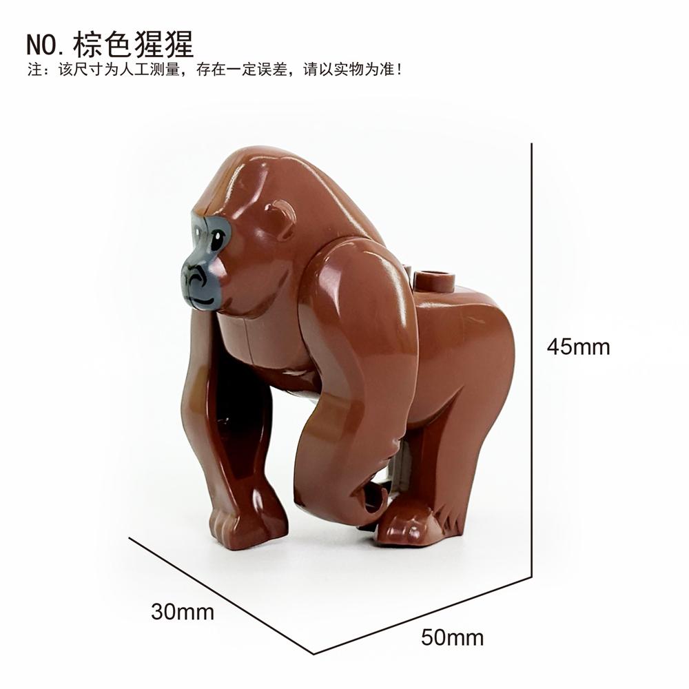 MOC City Animal Building Block Tiger Sika Deer Giraffe Chimpanzee Elephant Figures Zoo Fram Accessories Bricks Children Toys
