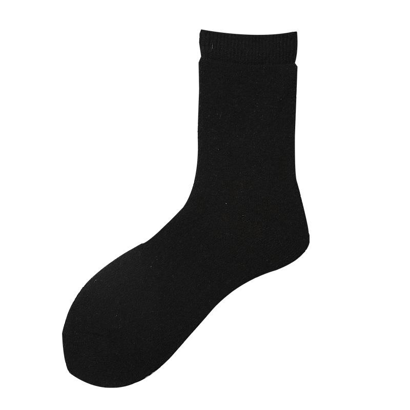 5/10 Pairs Winter Thickened Warm Fleece Socks for Men Solid Colour Versatile Mid Calf Imitation Wool Business Socks Home Elderly Socks Comfortable
