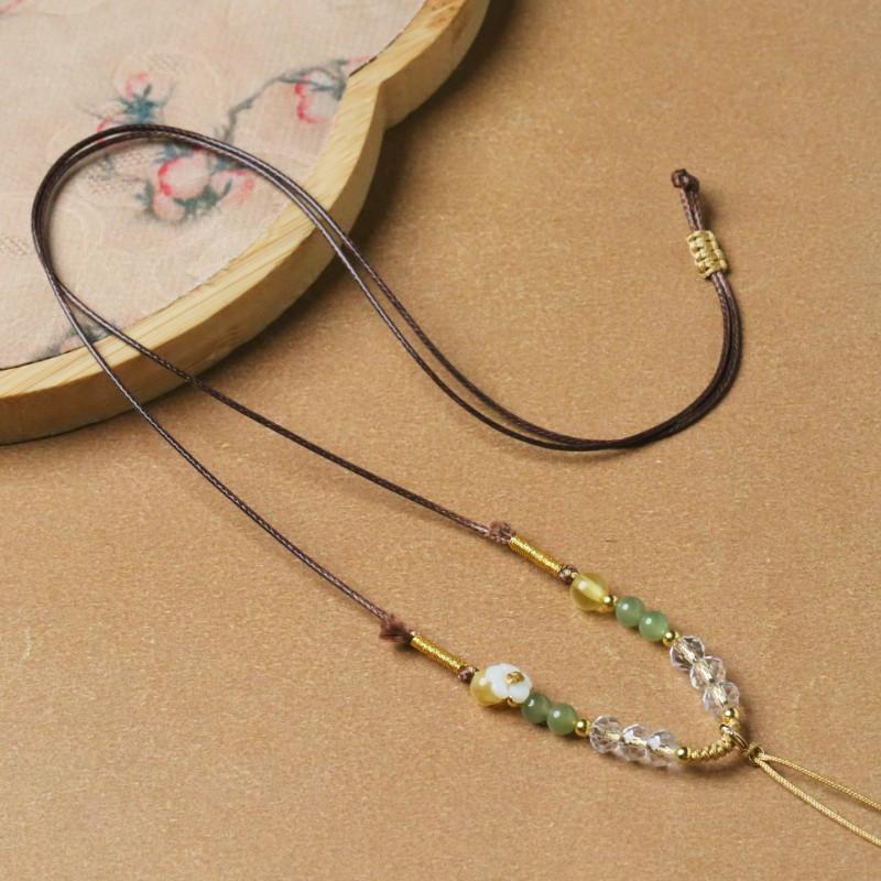 Handwoven Leather Cord Necklace Men Women Jade Pendant Rope Pixiu Guanyin Buddha Charm