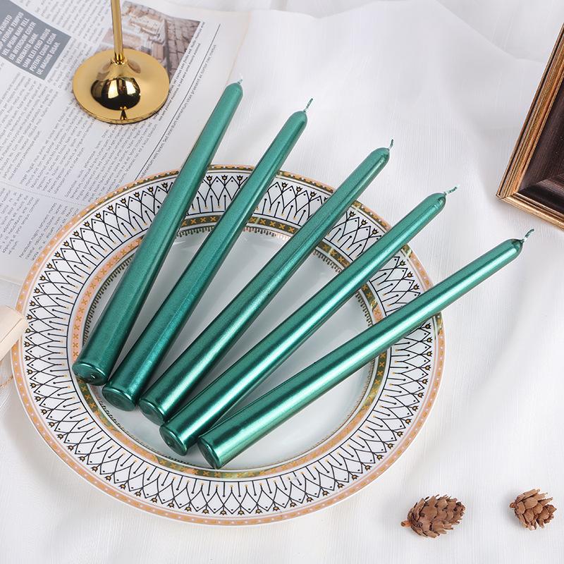 European Classic Electroplated Tapered Long Rod Candle Romantic Wedding Candlelight Dinner Odorless Color Rod Wax