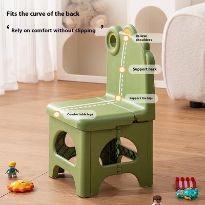New Folding Stool Household Bottom Non-slip Mat Cute Cartoon Thickened PP Baby Bath Chair Backrest Chair
