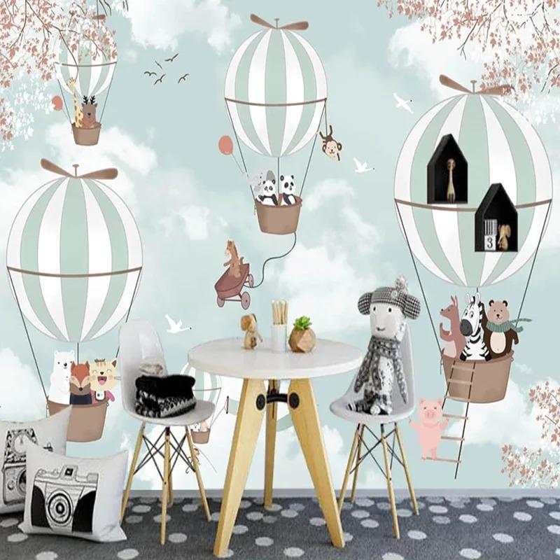 3d Cartoon Mural Hot Air Balloon Wall Mural Living Room Children's Bedroom Background Wallpaper