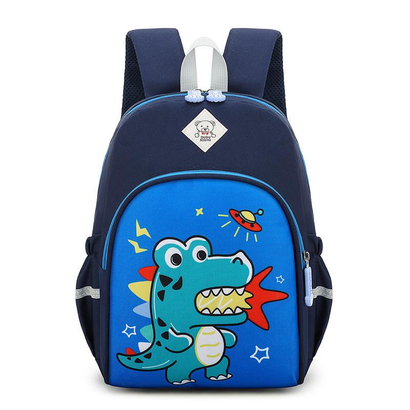 Adorable Oxford Cloth Kids Cartoon Dinosaur Backpack Perfect For Kindergarten Blue Dinosaur