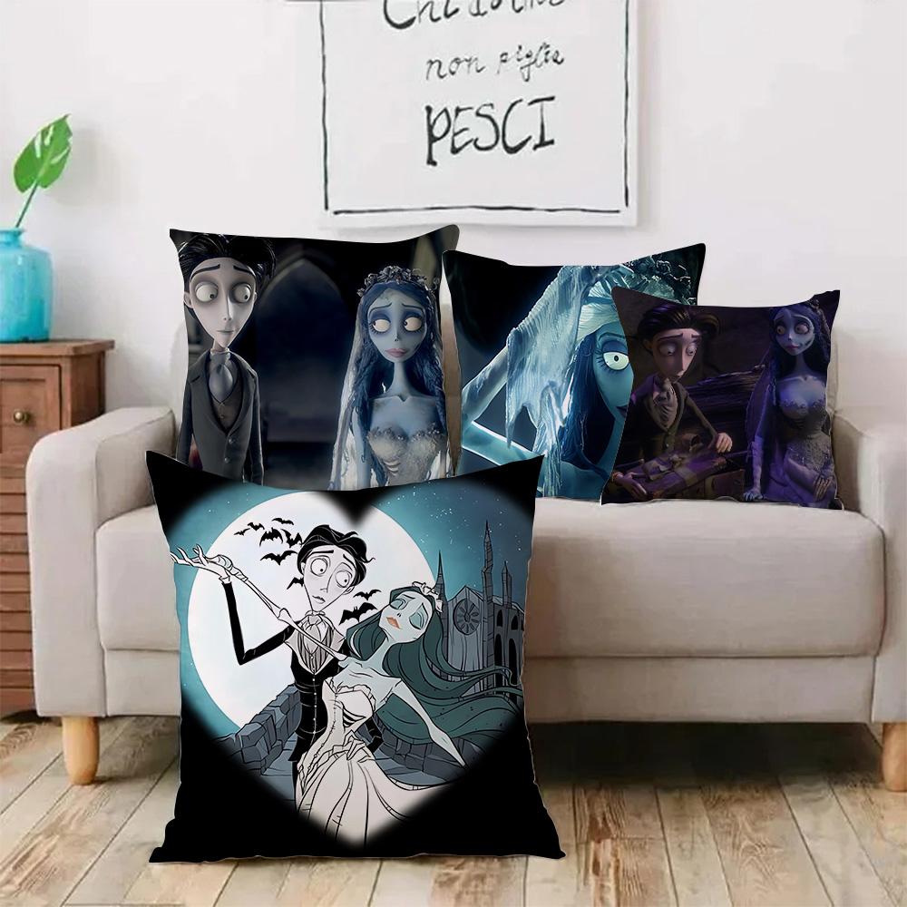 C-Corpse Bride Cartoon Anime Pillow Covers Cartoon Sofa Decorative Home Double-Sided Printing Short Plush Cute Cushion Cover