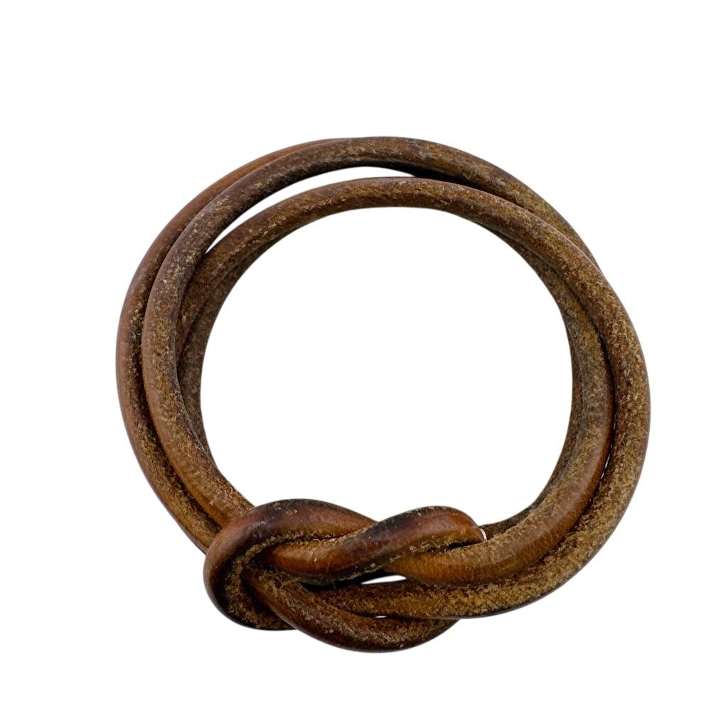 Hermes Leather Herculed Bracelet Brown Leather Used