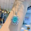 Jewelry Retro Style Imitation Paraiba Blue, Set Pendant Ring 12 * 16 Stud Earrings 8 * 12