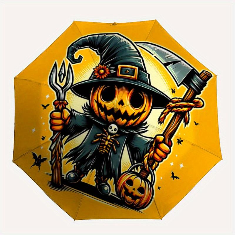 1pc Pumpkin Reaper Automatic Umbrella High Quality Canopy, Portable Folding Umbrella with, Ideal Gift for - Travel, Everyday, Formal Events, Stylish A