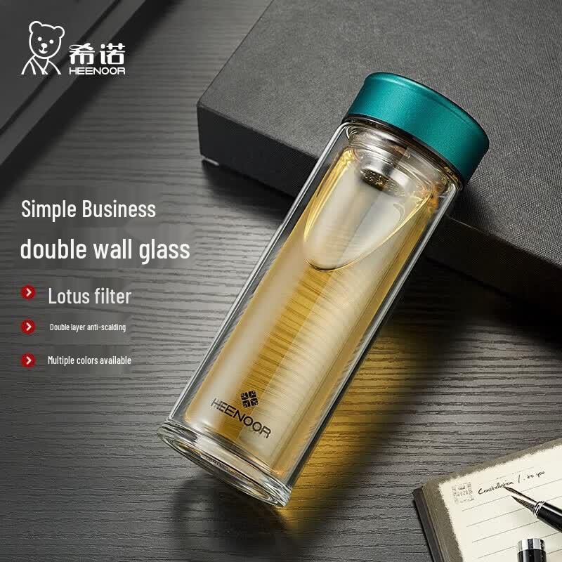 Heenoor Double-Wall Insulated Glass Tea Mug