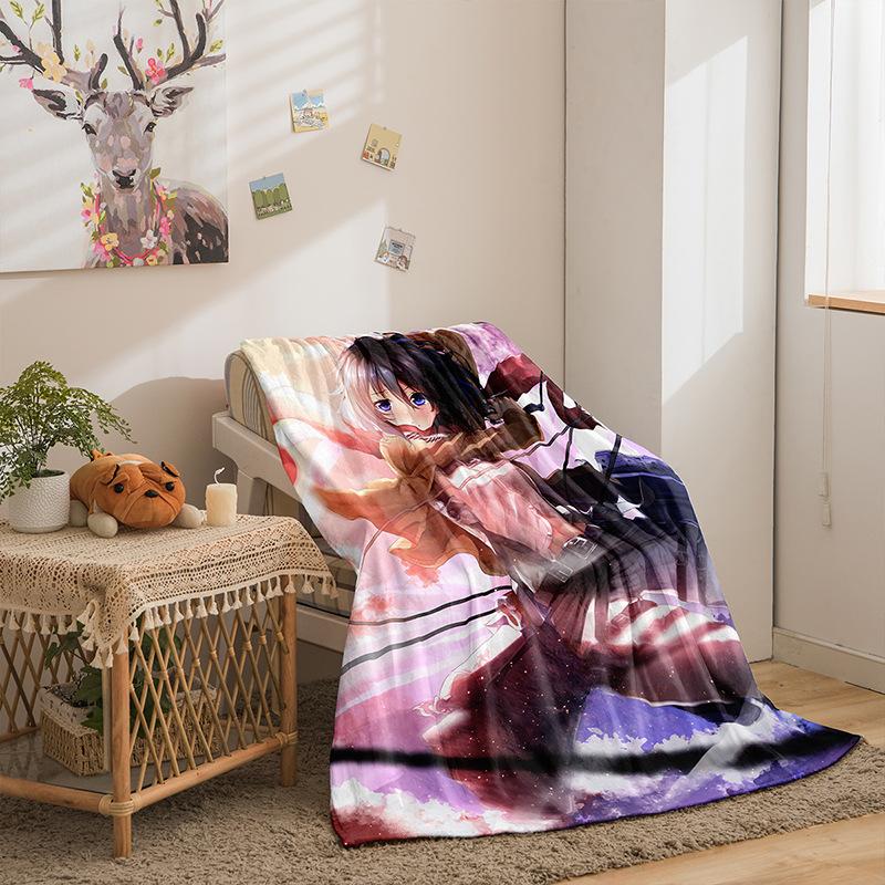 Attack On The Giant Series Flannel Blanket 3D Printed Sofa Blanket Thickened Blanket