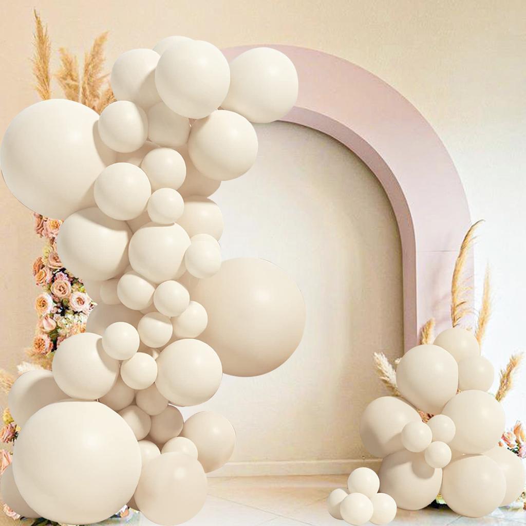 Beige White Solid Balloon Garland Arch Kit Happy Birthday Party Decoration Kid Wedding Birthday Balloon Latex Baloon Baby Shower