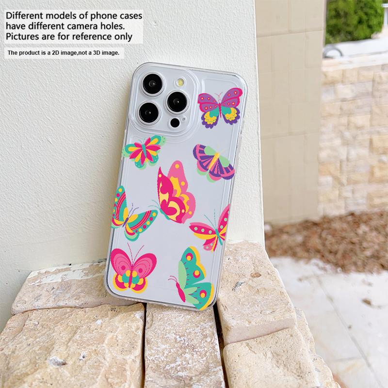 Gentle Pink Butterfly Phone Case For IPhone 17 Pro Max 16 17 15 Pro 14 13 Plus 12Mini 11 16E 17Air Cases Transparent Soft Covers