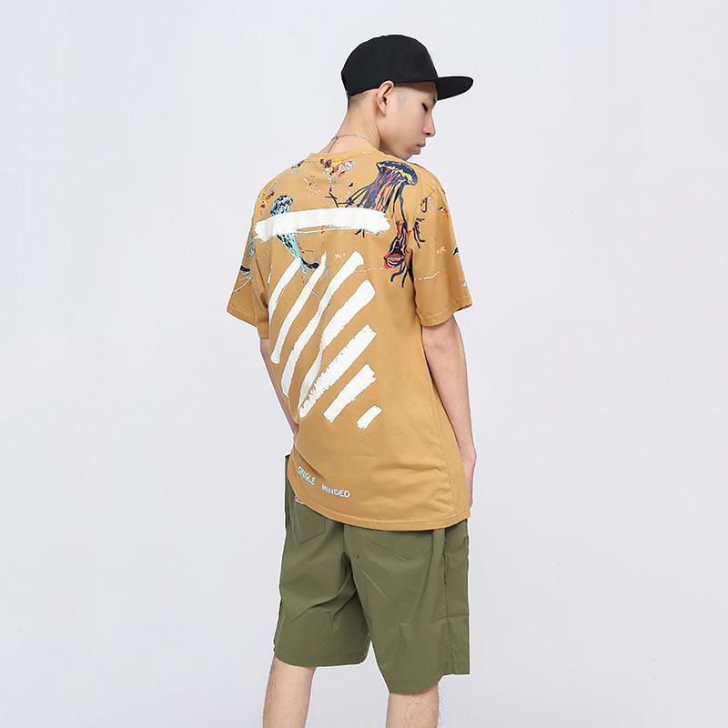 IELGY T-shirt Loose Casual Round Neck All-match Bottoming Shirt Printing Graffiti Short-sleeved Splash Ink Japanese
