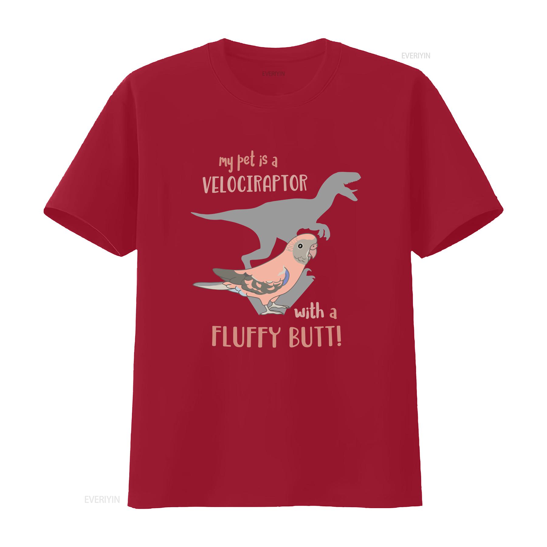My pet is a velociraptor with fluffy butt T Shirt Bourke s Parakeet Birb merch Parrot funny phrase vintage Washed fashion Soft S