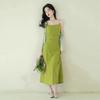 High sense temperament beautiful super fairy dopamine 2026 new summer vacation French suspender green dress tide