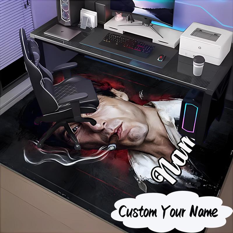 Custom Name Scarface Rug for Living Room, Game Rooms, Office, Bedroom, Floor Mat Playful Design, fan gifts Christmas decor