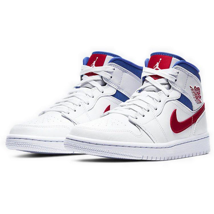 Jordan 1 Mid White Red Royal Women's BQ6472-164