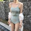 Hot-selling Textured Big Halter Tube Top Suspender One-piece Swimsuit Female Student Small Chest Japanese Cute Hot Spring