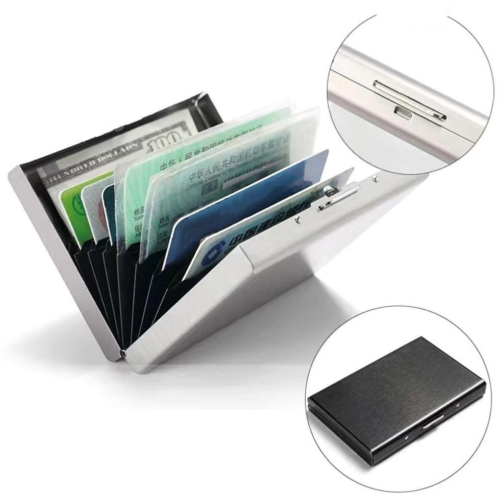 Stainless Steel Card Antimagnetic Case 10 Card Slots RFID Card Holder Bank Card Case  Travel